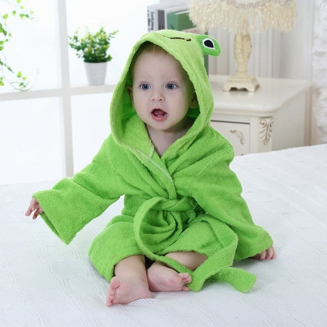 Robe de bebé em algodão macio com capuz animalístico