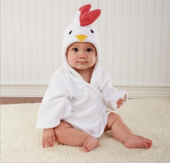 Robe de bebé em algodão macio com capuz animalístico