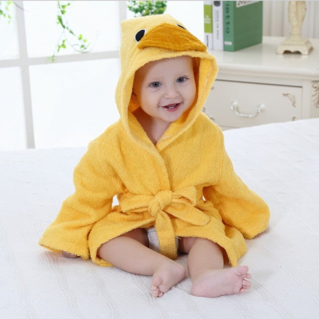 Robe de bebé em algodão macio com capuz animalístico