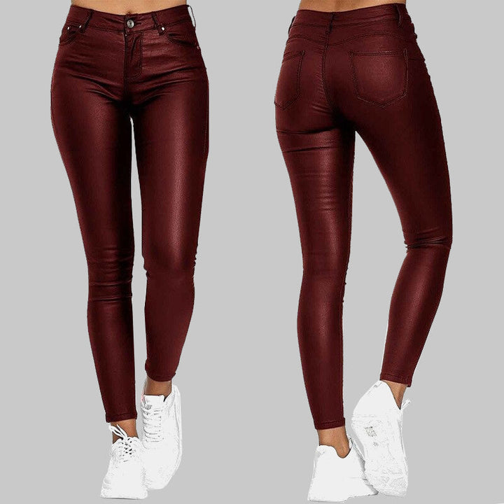 Margaux Pantalon Slim En Cuir Stretch Taille Haute | Élégance & Confort