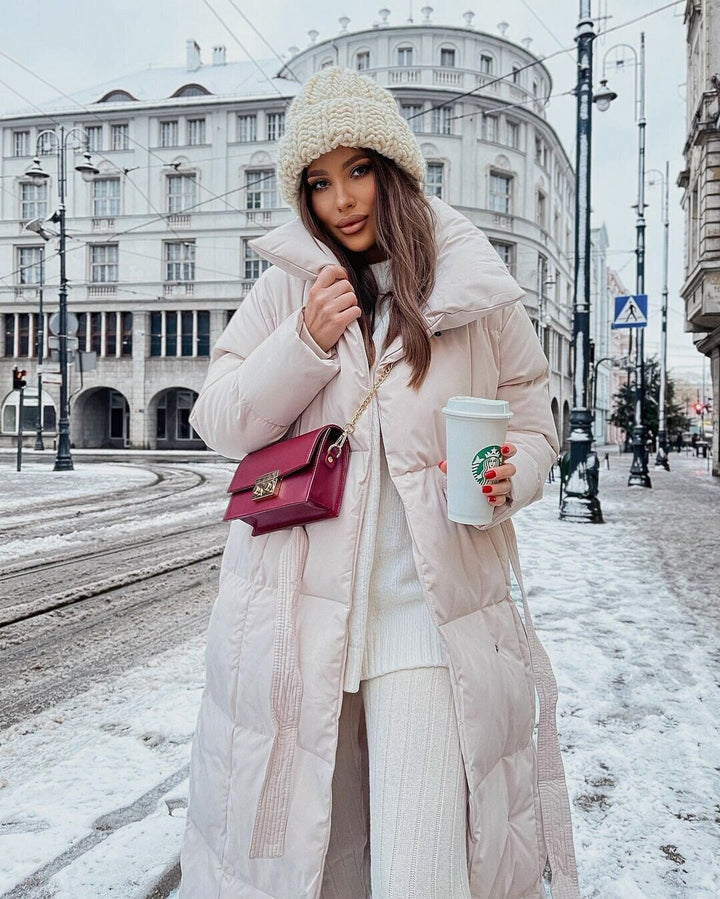 Manteau Matelassé Oversize | Parka Ceinturé Élégant pour Temps Froid