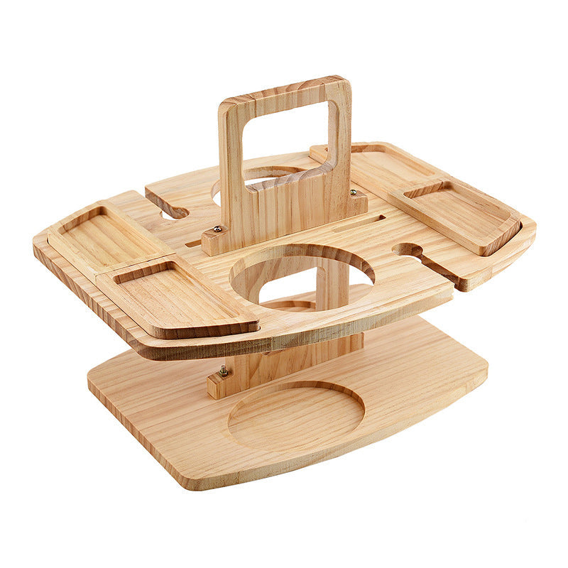 Table à vin portable en bois pour pique-nique 36x31x26cm Surface de service spacieuse
