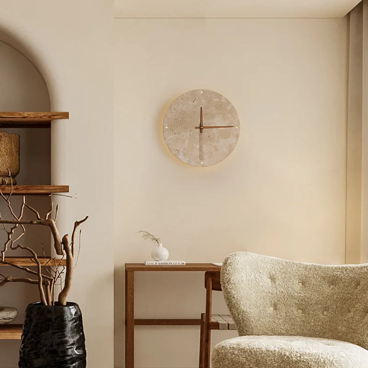 Möni | Lampe murale et horloge en pierre pour un éclairage élégant