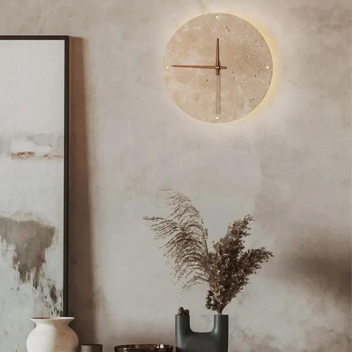 Möni | Lampe murale et horloge en pierre pour un éclairage élégant