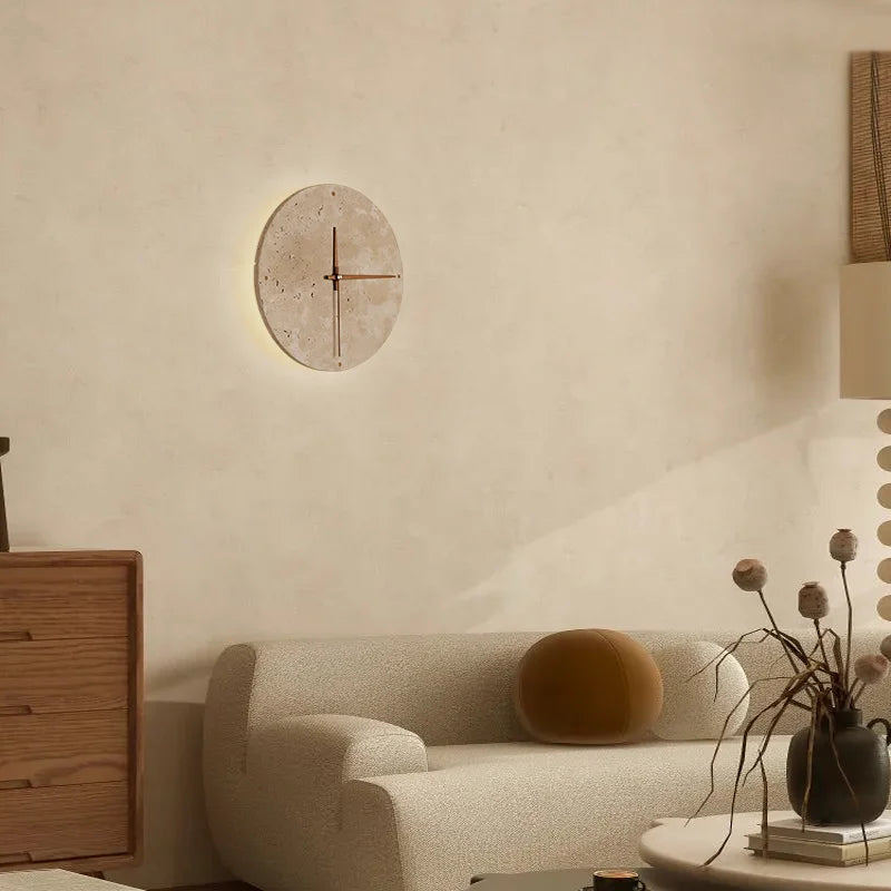 Möni | Lampe murale et horloge en pierre pour un éclairage élégant