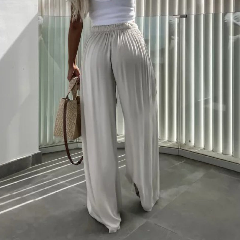 Anouk Pantalon Large Femme | Taille Haute Confortable Ceinture Élastique et Tissu Respirant