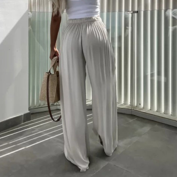 Anouk Pantalon Large Femme | Taille Haute Confortable Ceinture Élastique et Tissu Respirant