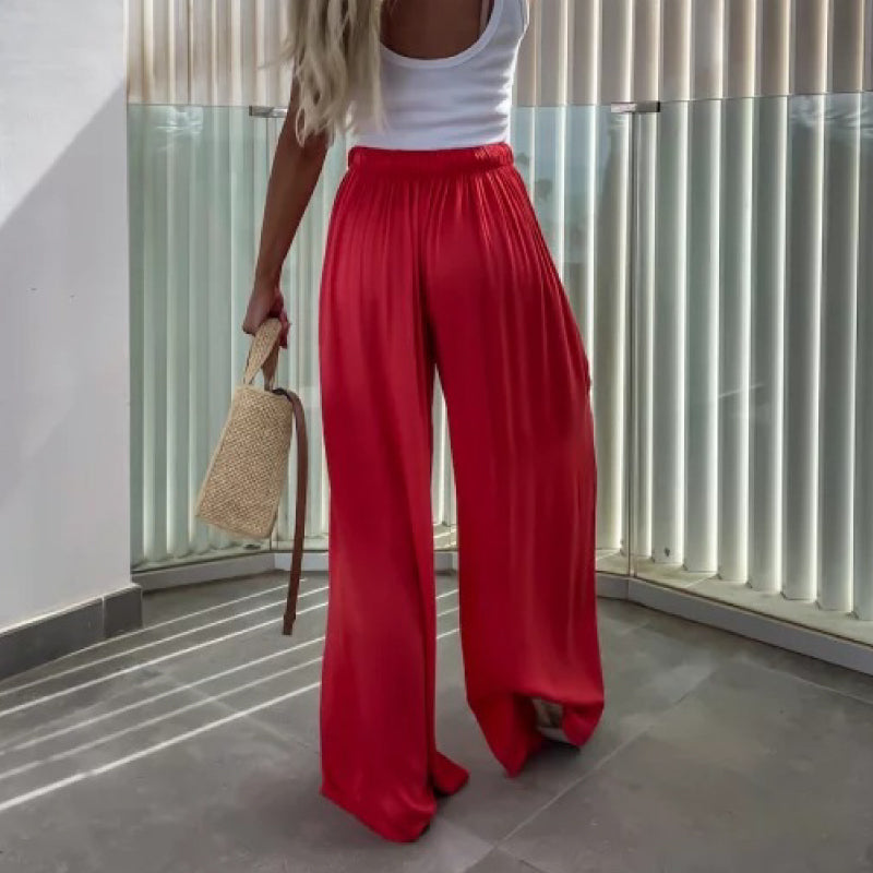 Anouk Pantalon Large Femme | Taille Haute Confortable Ceinture Élastique et Tissu Respirant