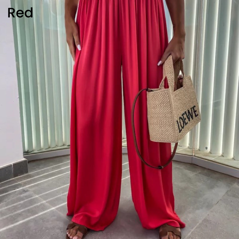 Anouk Pantalon Large Femme | Taille Haute Confortable Ceinture Élastique et Tissu Respirant