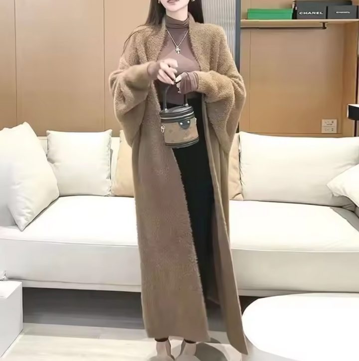 Cárdigan largo de cachemir Yassi | Elegante y cómodo para el invierno, prenda versátil para combinar con otras prendas.
