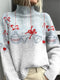 Maglione natalizio da donna a collo alto - Motivo con decorazioni festive - Maglia invernale calda per le feste di fine anno