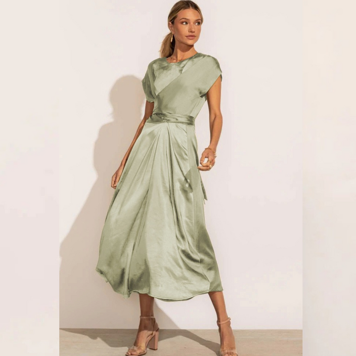 Claire Robe Midi Élégante en Soie pour Femme | Chic & Raffinée