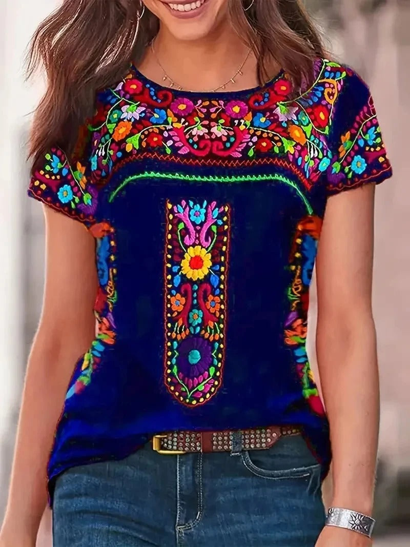 Birdie | T-shirt à manches courtes en coton doux avec encolure ronde, style décontracté