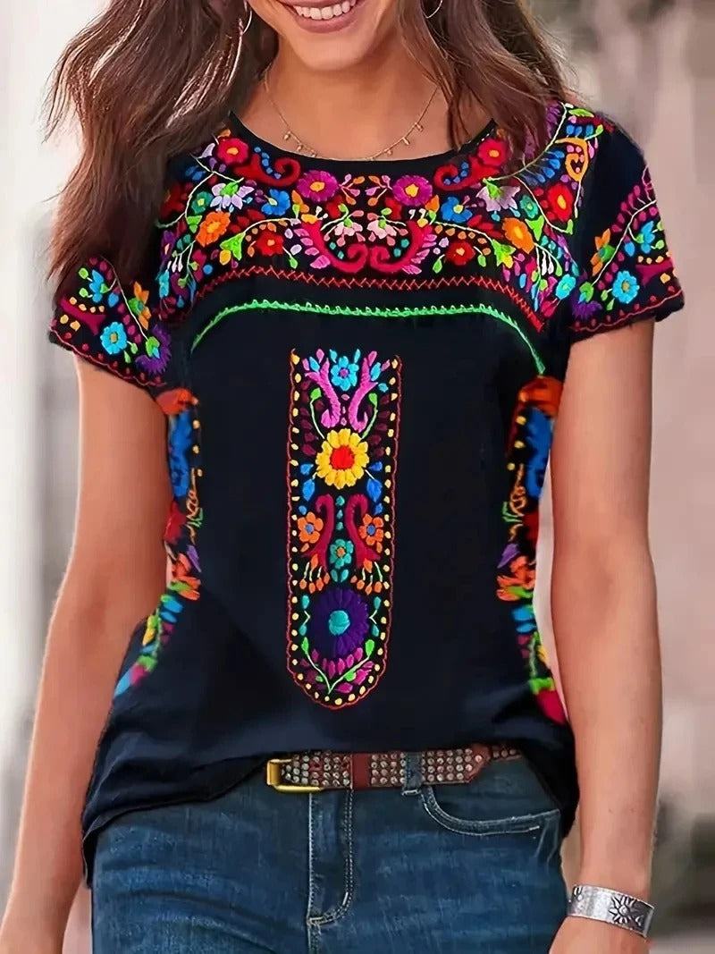 Birdie | T-shirt à manches courtes en coton doux avec encolure ronde, style décontracté