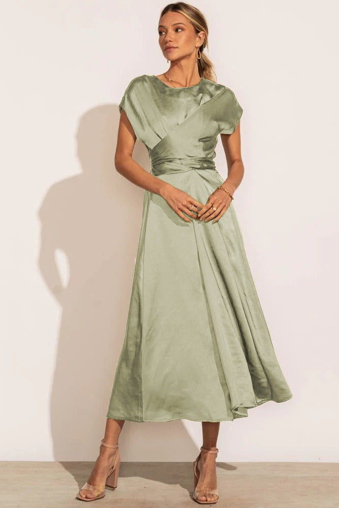 Claire Robe Midi Élégante en Soie pour Femme | Chic & Raffinée