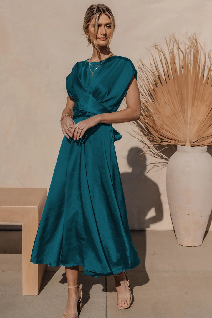 Claire Robe Midi Élégante en Soie pour Femme | Chic & Raffinée