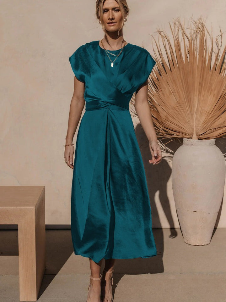 Claire Robe Midi Élégante en Soie pour Femme | Chic & Raffinée