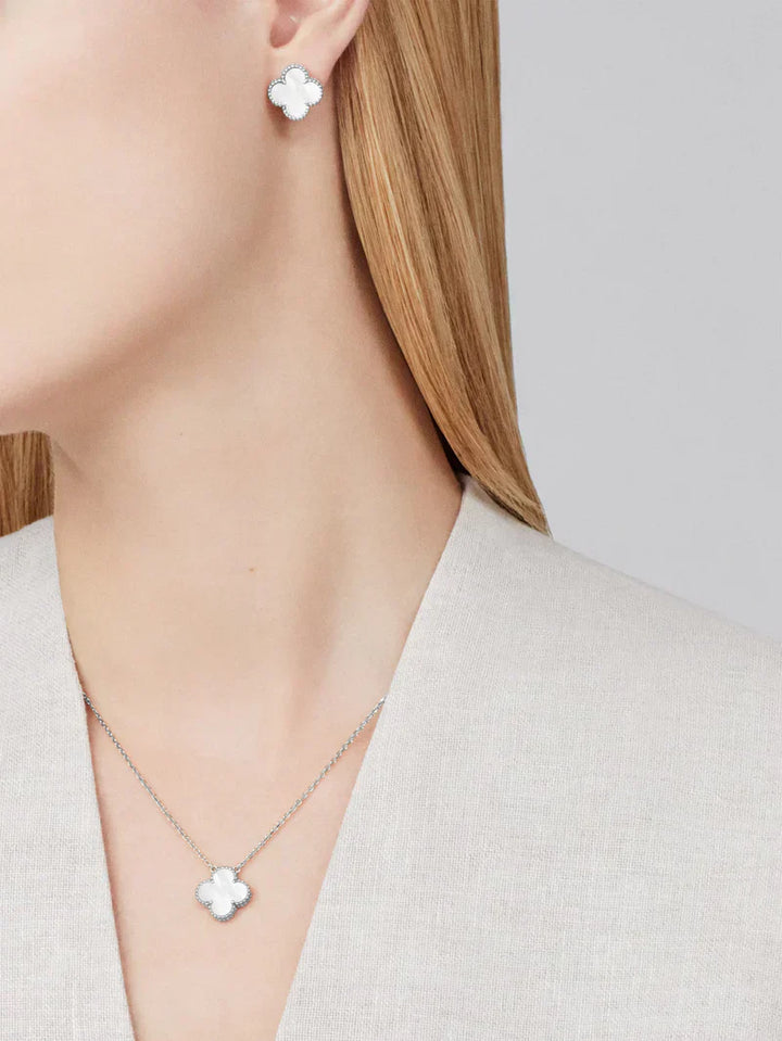 Conjunto de Joias Celeste Clover | Colar, Pulseira e Brincos em Aço Inoxidável Hipoalergénico