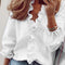 Blusa femenina blanca con volantes de algodón casual