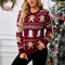 Maglione natalizio da donna con fantasia festiva | Maglione in morbida maglia con scollo rotondo per le feste | Maglia festiva dalla vestibilità comoda
