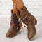 Botas vaqueras marrones flexibles para mujer, con borlas trenzadas y tacón cubano
