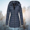 Abrigo de invierno largo acolchado con capucha para mujer