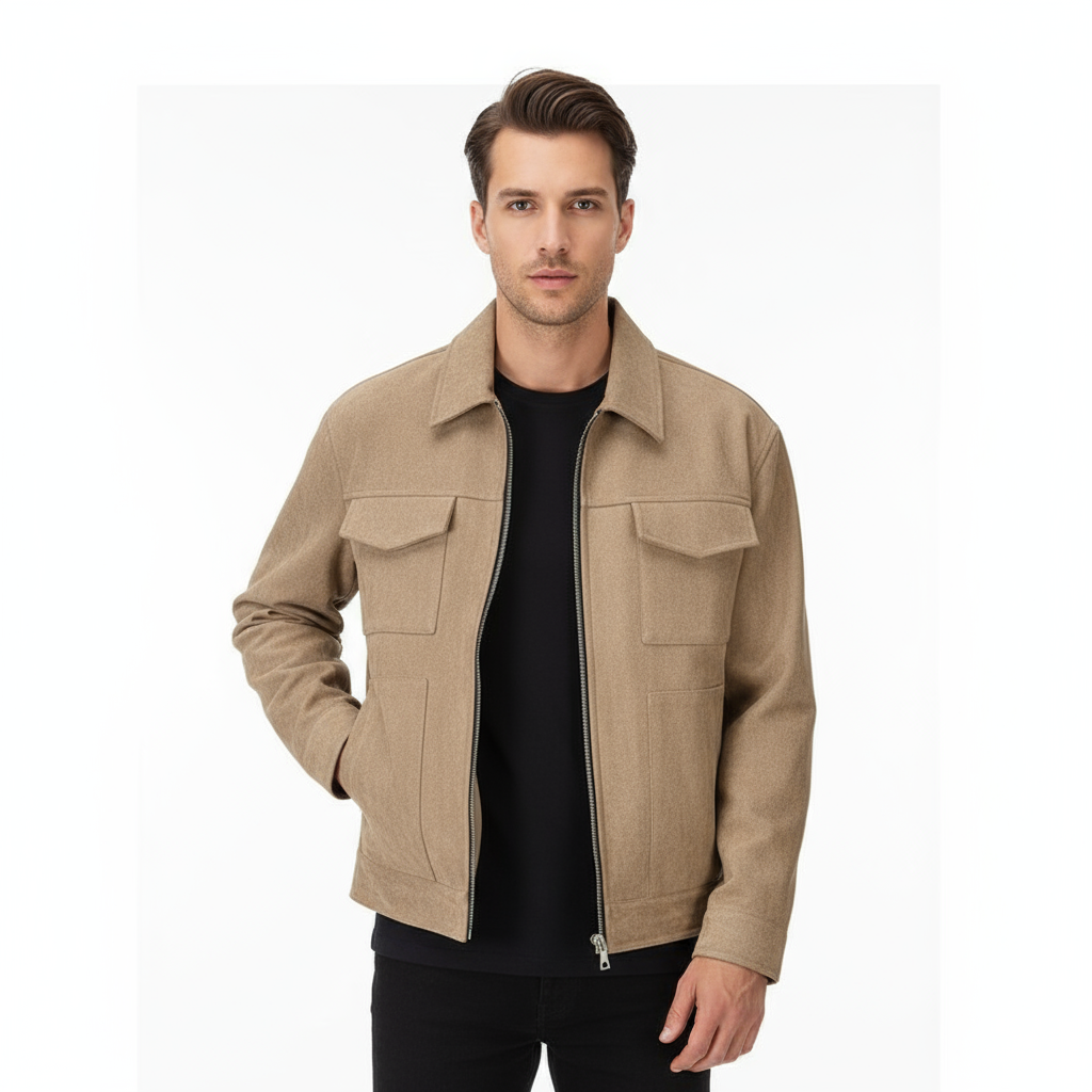 Veste Mi-Saison Homme – Look Suédé, Confortable avec Poches Fonctionnelles