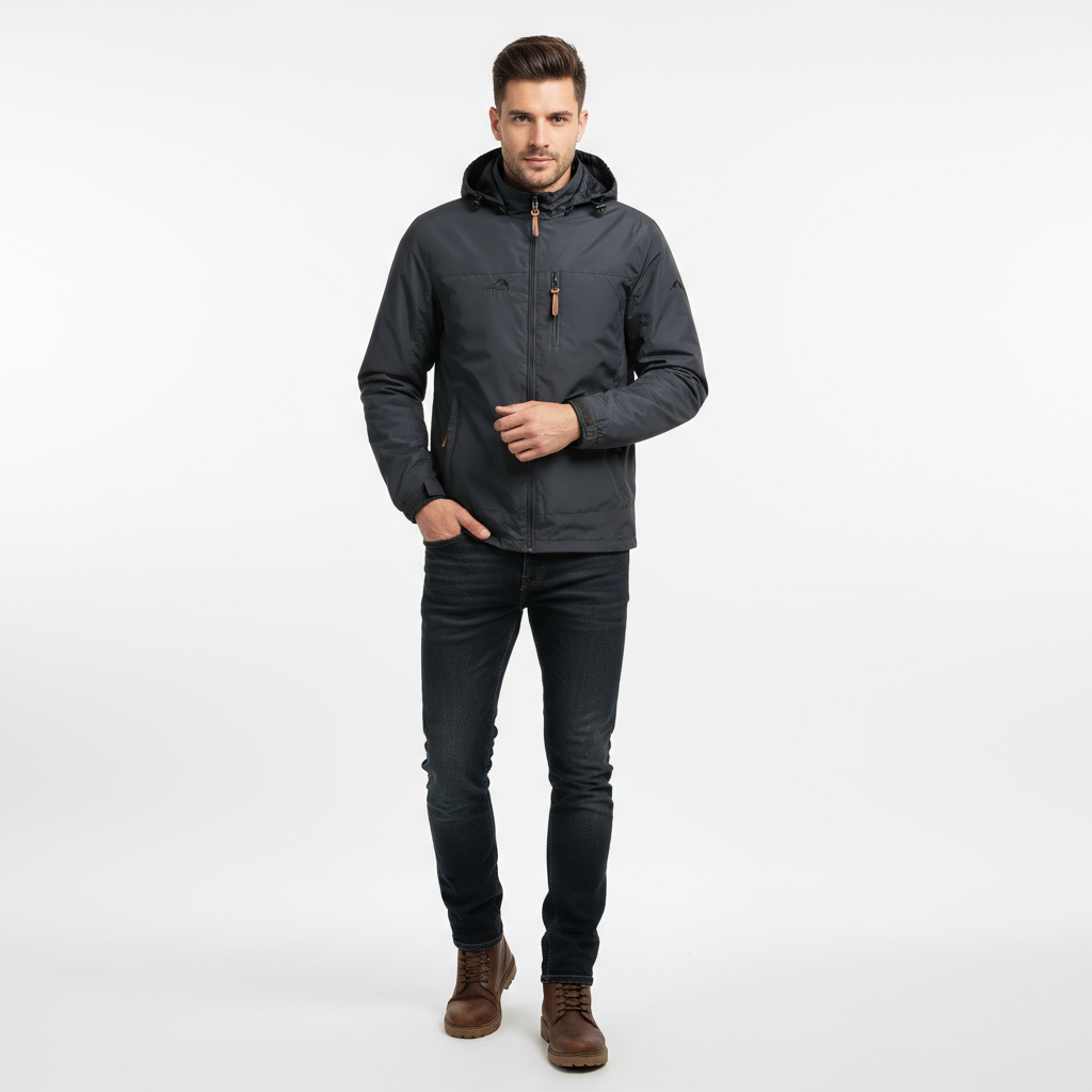 Veste homme déperlante coupe-vent oversize avec capuche et poches